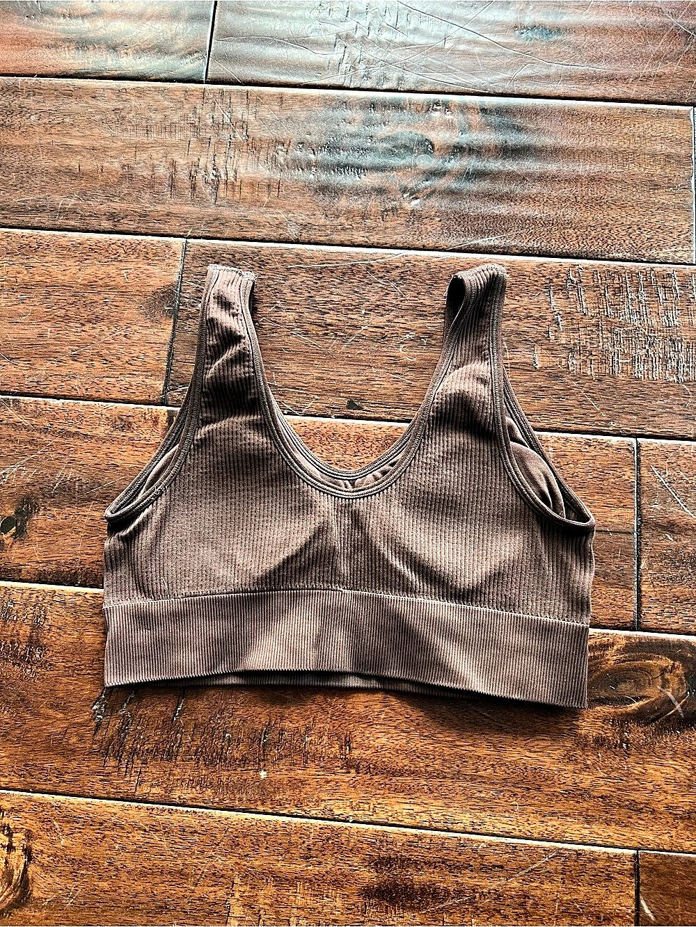 Aerie Real Good Ribbed Padded Bralette Brown